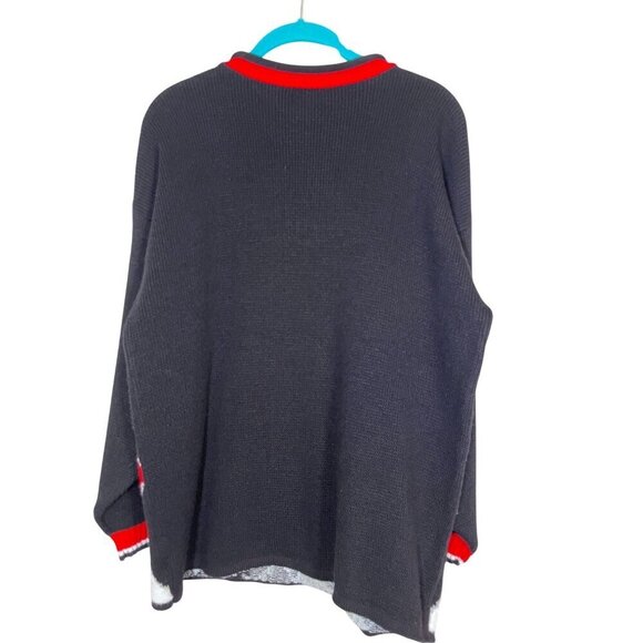 Dana Scott Sweater M Red Patchwork Floral Old Money Classic Resort Preppy 80s - Picture 9 of 10